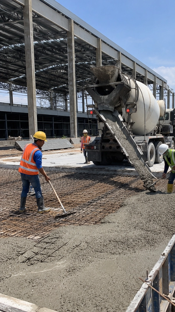 Aplikasi ready mix K400 untuk heavy-duty, lantai industri, jalan beton, dan area beban tinggi