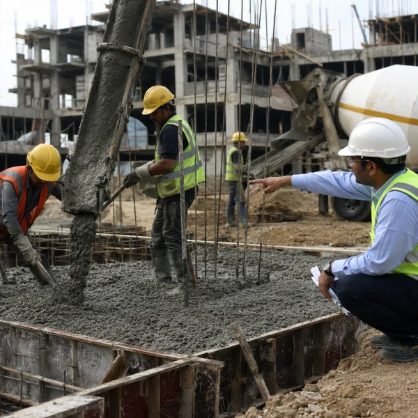Dukungan teknis Giga Beton saat proses pengecoran